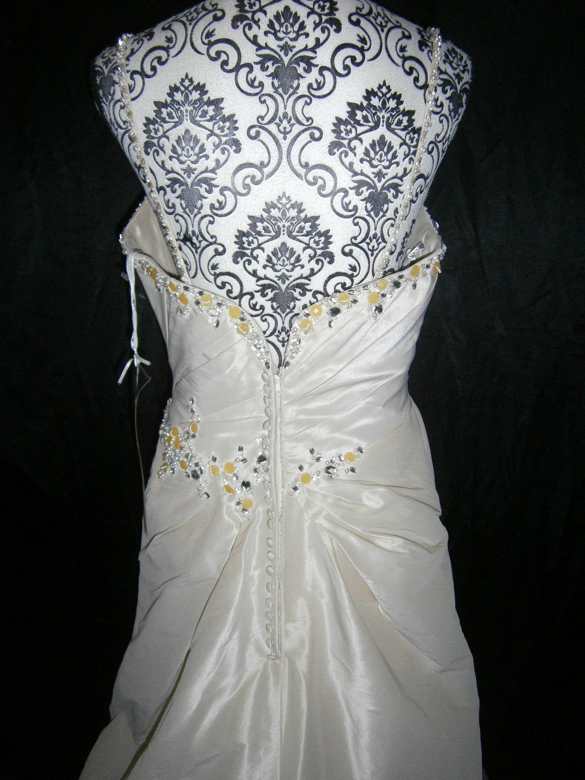 Anjolique Wedding Dress 12 Champagne Yellow Gems Beaded Ballgown Train NWT