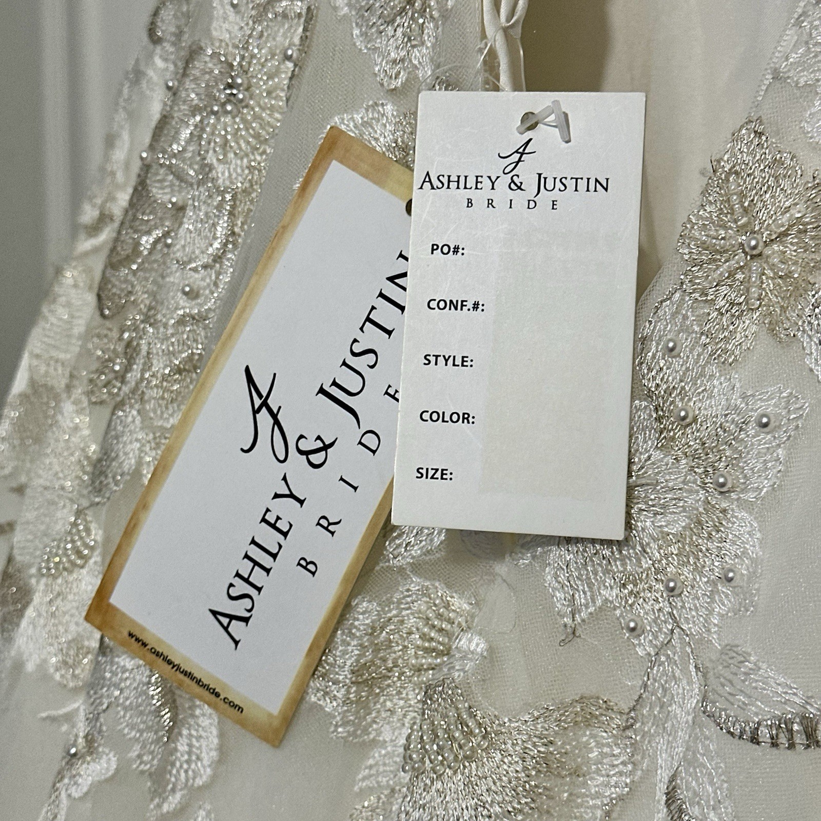 New Justin & Ashley Bride Floral Beaded Wedding Dress
