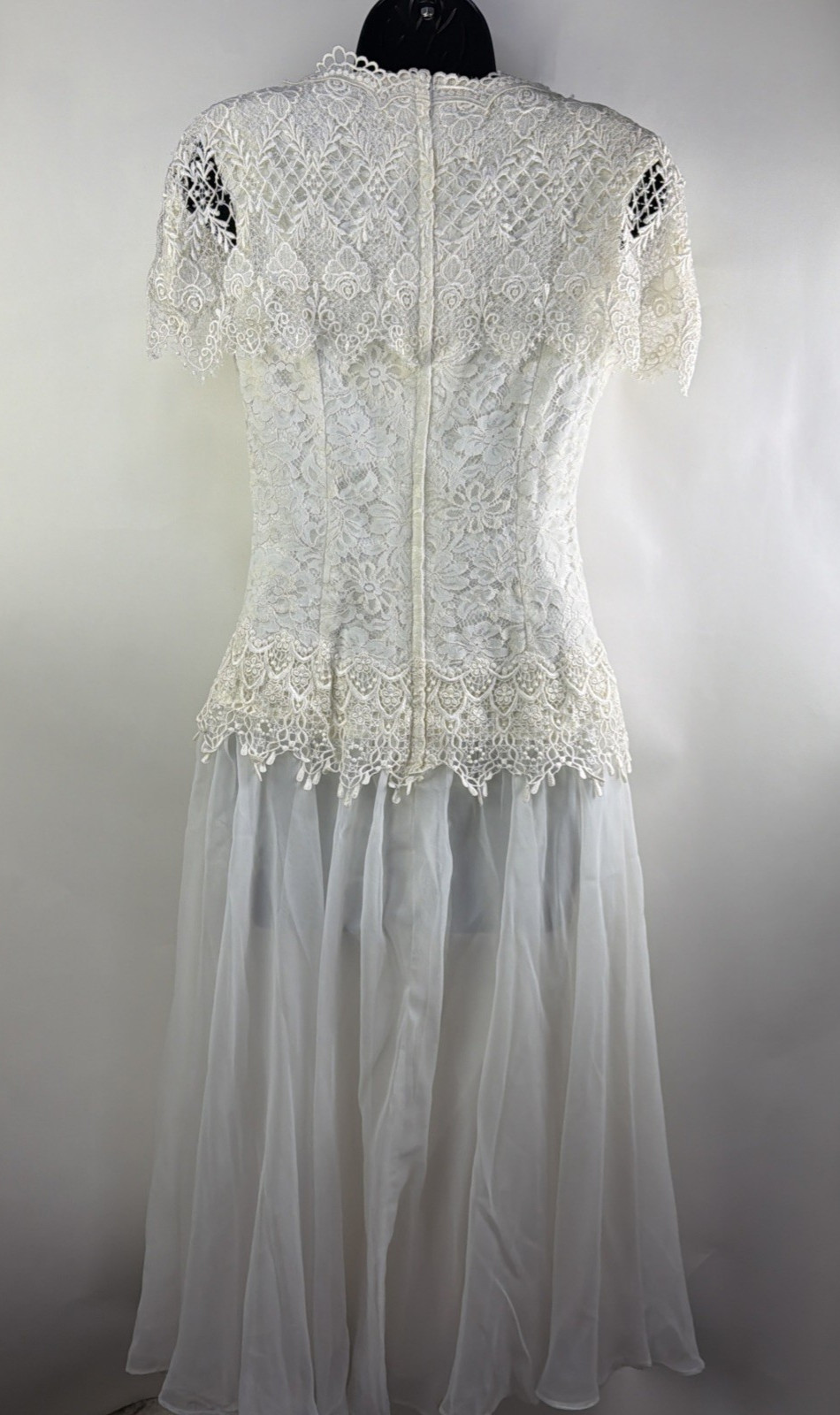 Vtg 90s Jessica McClintock Bridal Beaded Chiffon Wedding Dress Size 11/12