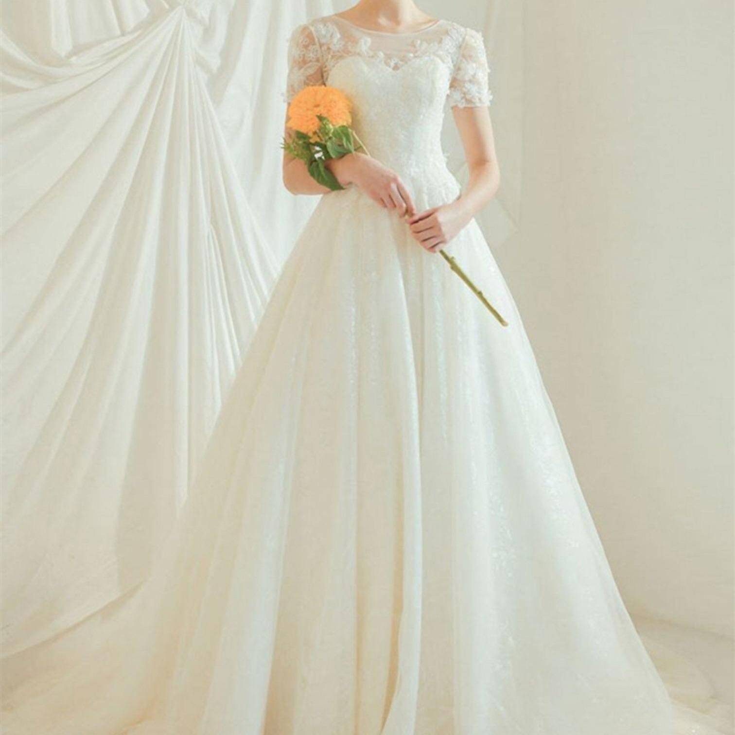 Handmade Lace Applique Tulle A-Line Wedding Dress Size 2