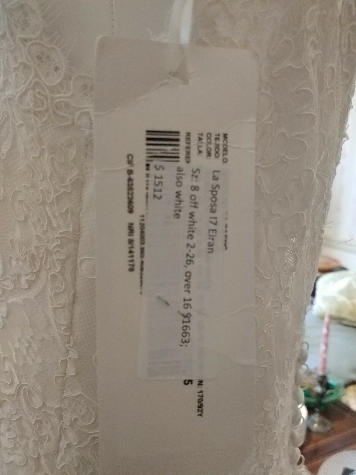 La Sposa Wedding Gown Eiran sz 8 off-white long satin & lace dress