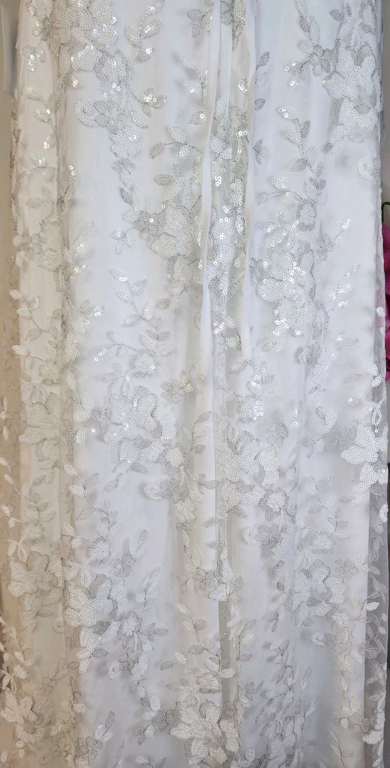 Lulus Magically Charming White Sequin Embroidered Lace-up Maxi Wedding Dress