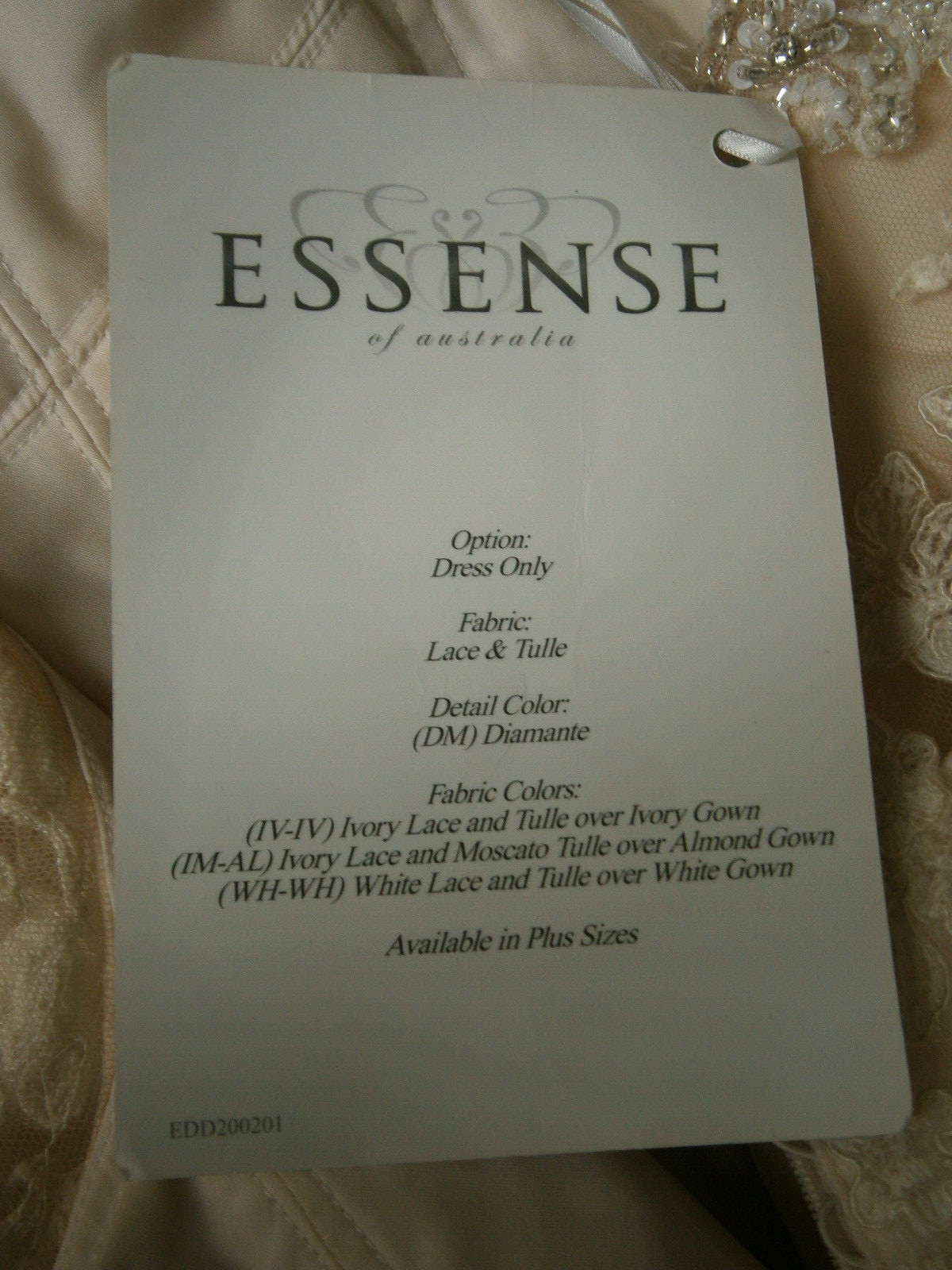Essense of Australia D2002 Wedding Dress 12 Ivory Blush llusion Sparkle Sequins