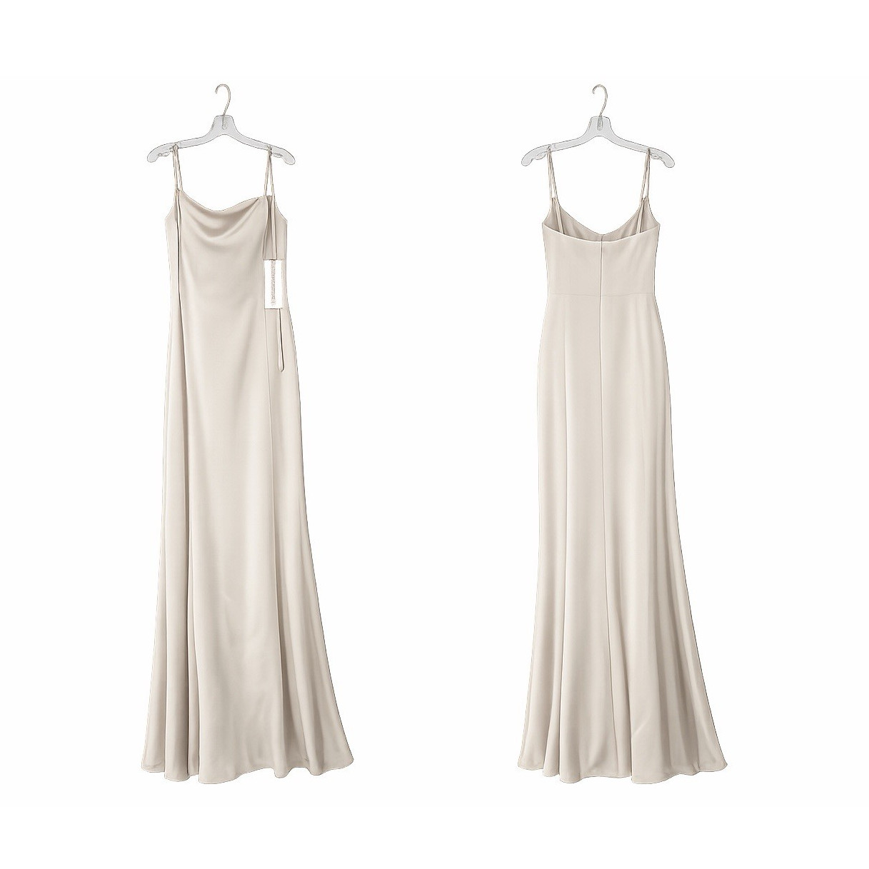 Allure Bridals Beige Sleeveless Cowl Neck Full-Length Slip Column/Sheath Dress