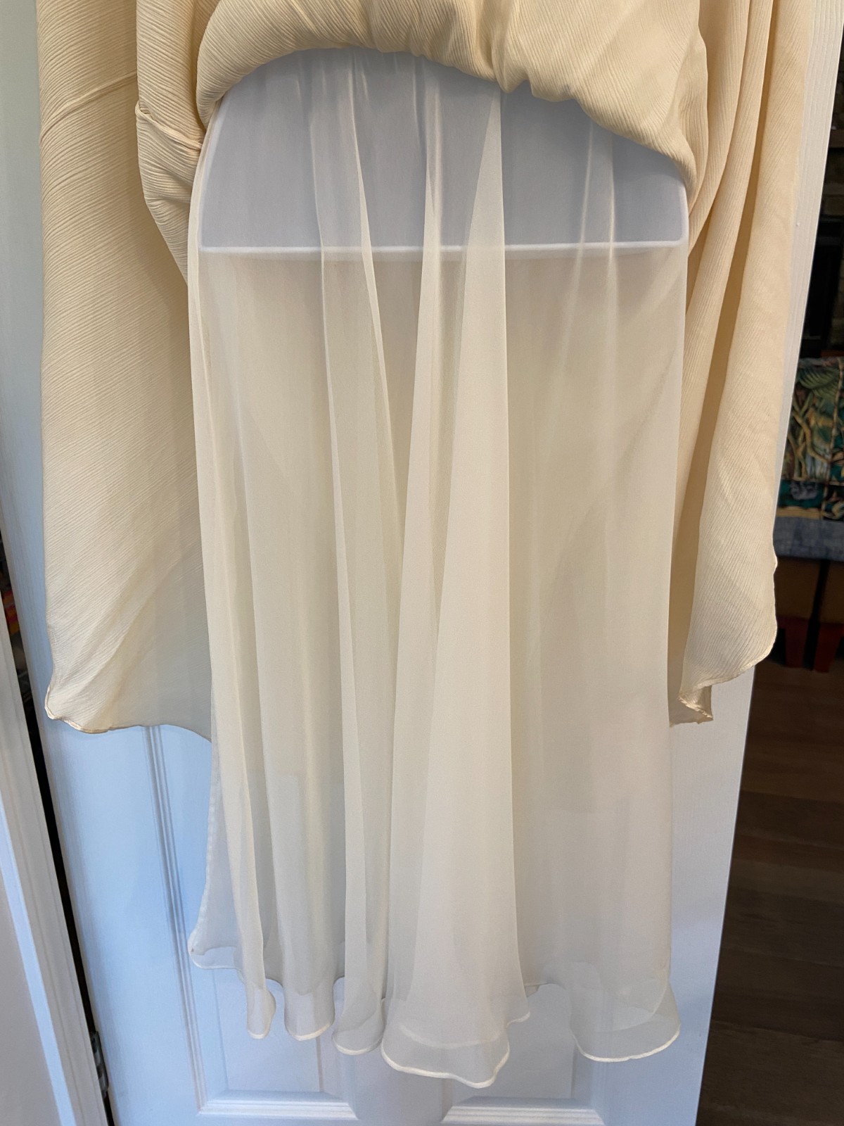 Vtg Rina di’Montella Dress Formal Bridal Ivory Lace Crystals Midi 100% Silk Sz 4