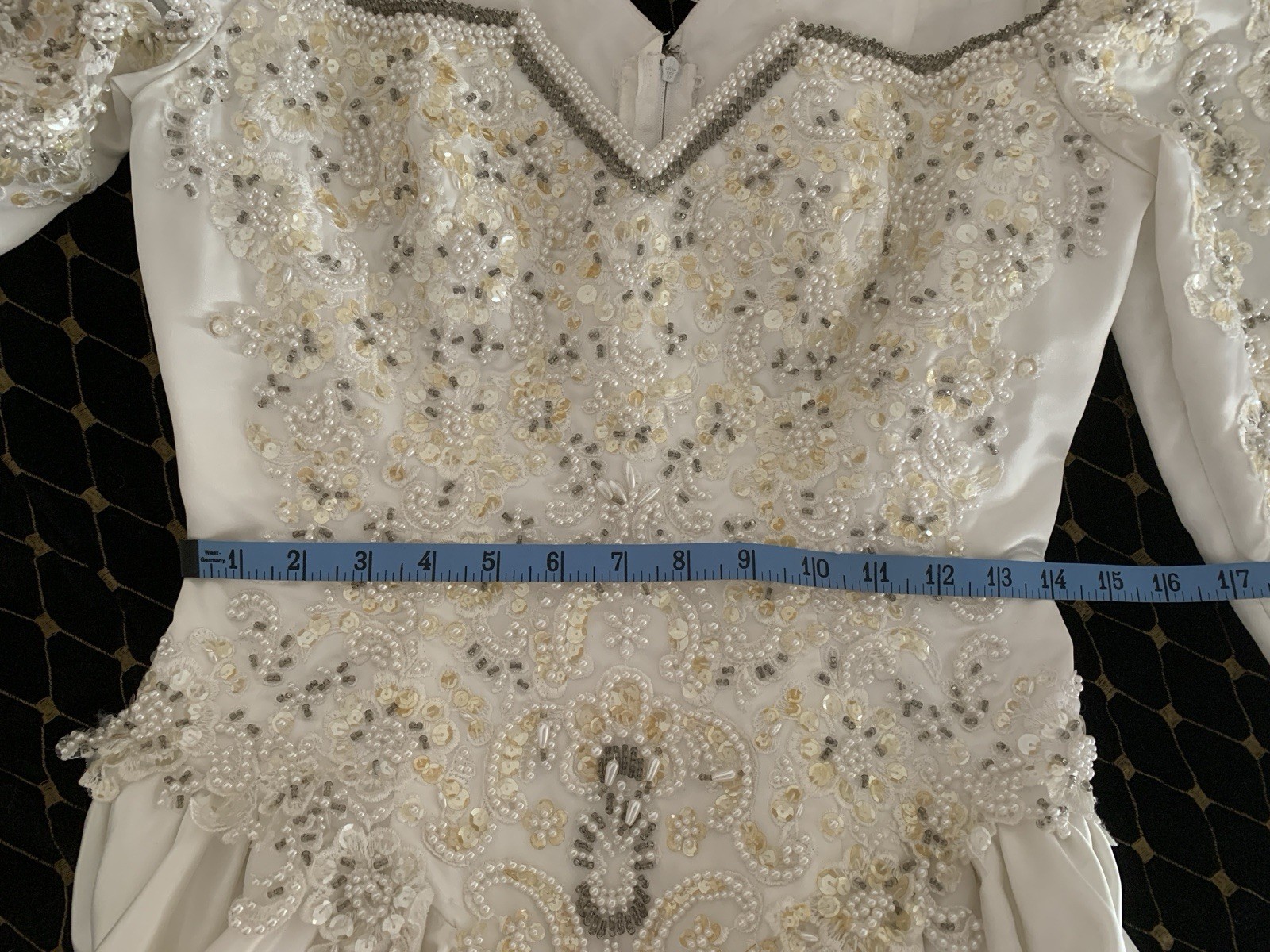 Vintage Venus Beaded Sequin Wedding Dress Long Train Size 10W