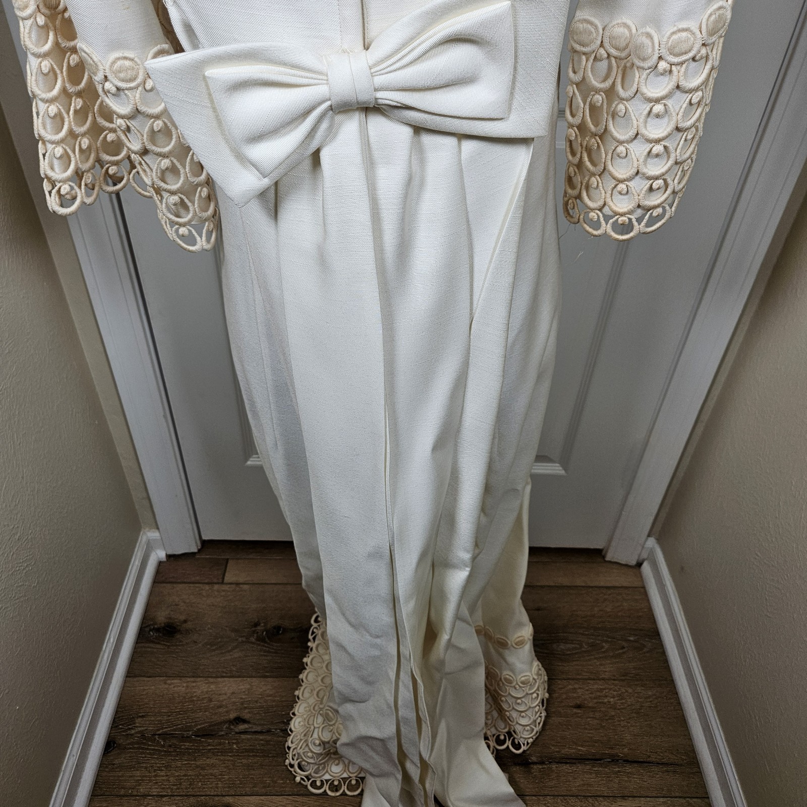 Vintage 1940s Emma Domb Maxi Dress Sz 9 Ivory Cottage Victorian Wedding Fairy