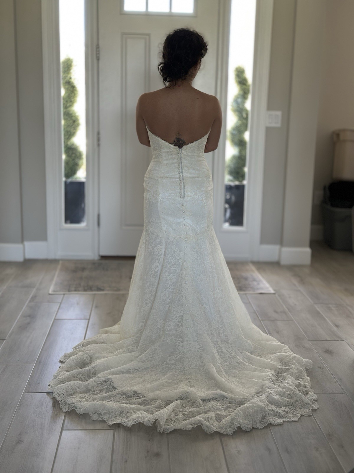 Elegant Essense of Australia Strapless Lace Wedding Dress