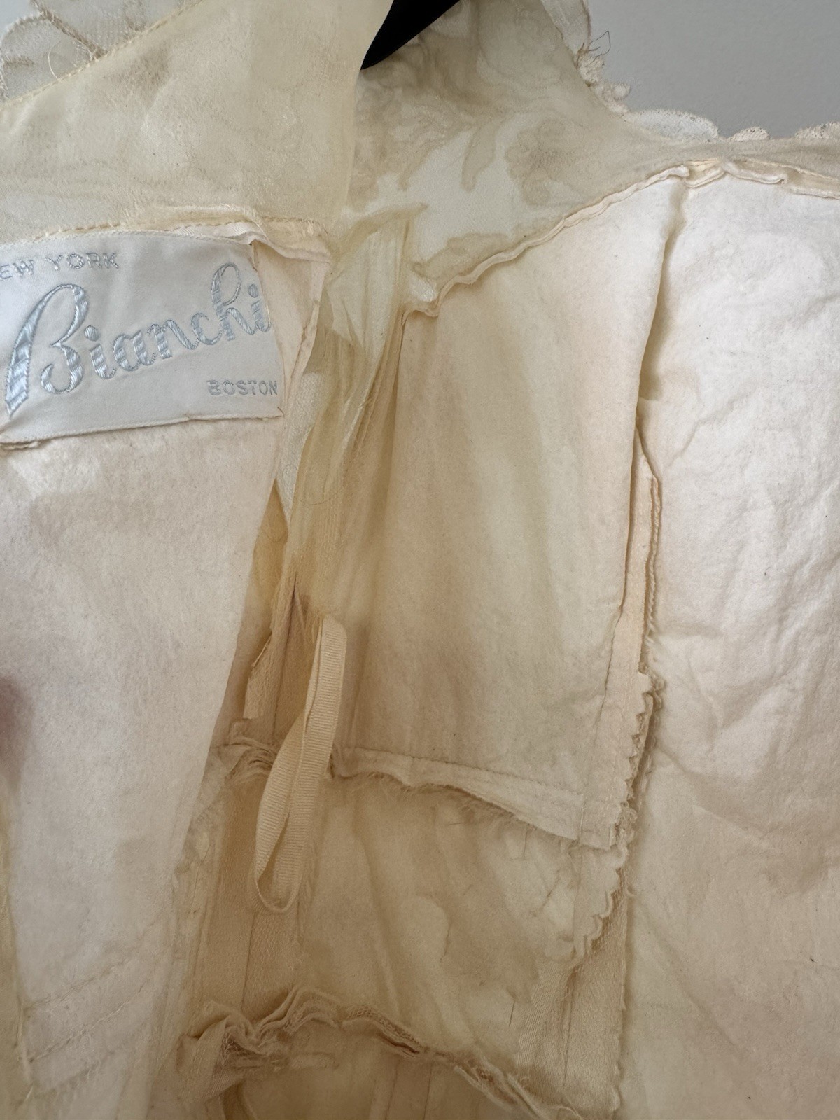 Bianchi 1950s Ivory Full-Length Wedding Dress pearl embellished