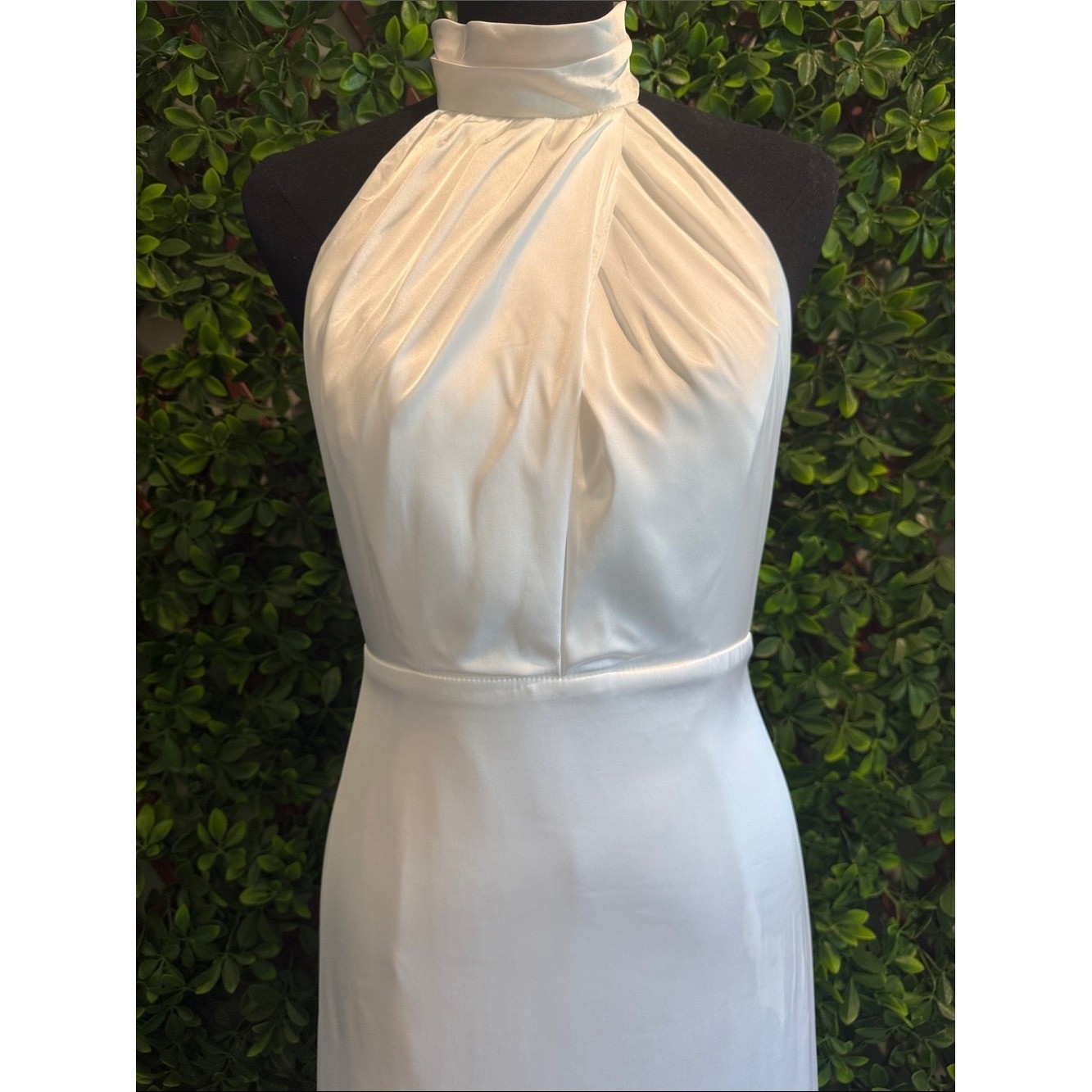 Eternity Together White Satin Halter Mermaid Maxi Dress