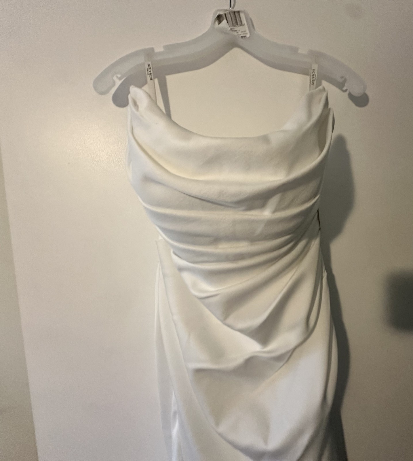 Strapless Draped Mermaid Wedding Dress, size 12 NWT never altered, soft white