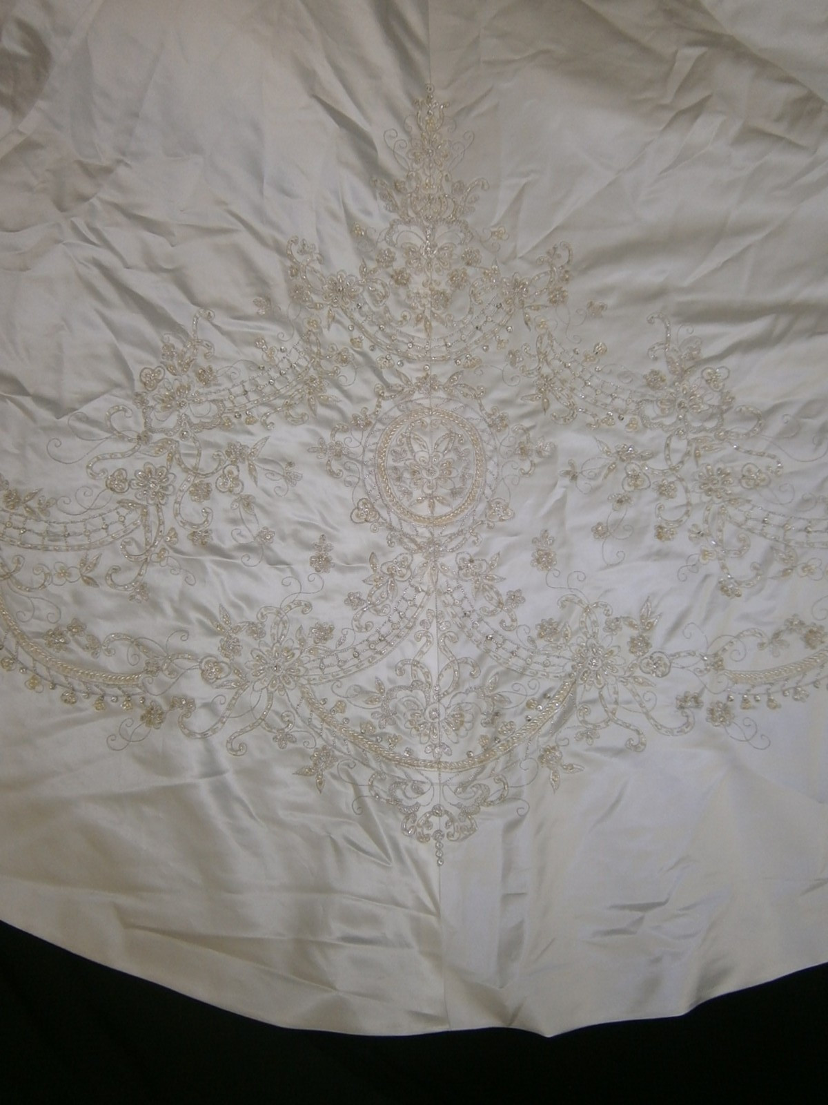 Casablanca 2141 Wedding Dress 12 White Fit & Flare Satin Beaded Illusion Elegant