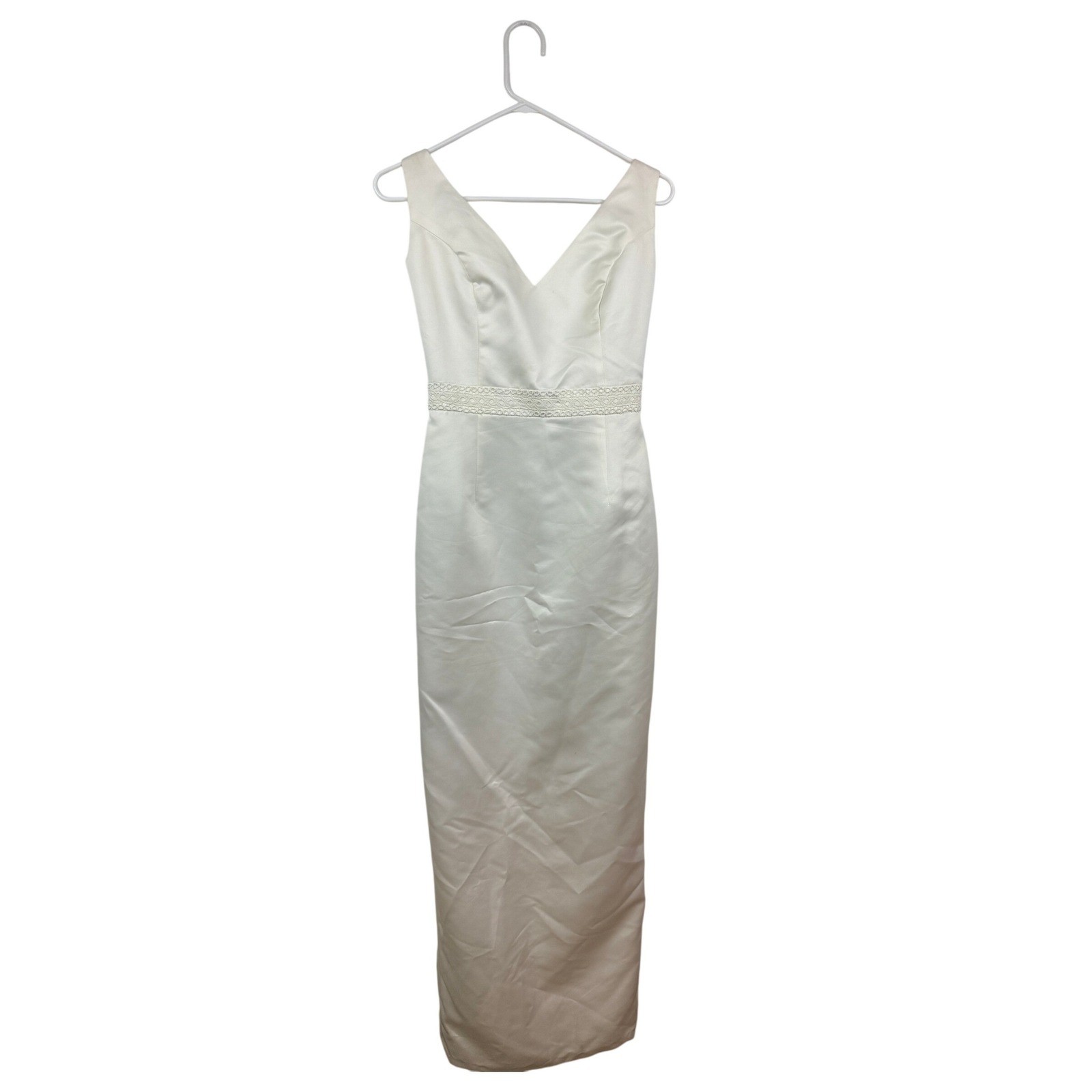 Venus Informals Ivory Satin V-Neck Bridal Gown Wedding Dress Size 2 6236-119