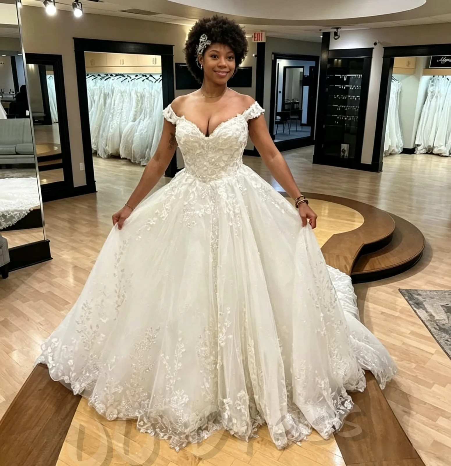 Plus Size Wedding Dresses Off Shoulder Lace Applique Cathedral Train Bridal Gown