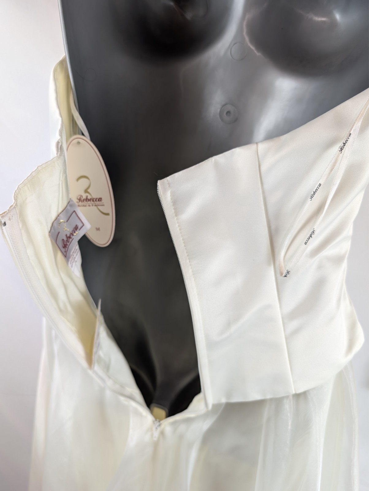 Rebecca Ivory Halter-Neck Intricate Beaded Bodice Floral Embroidery Size Medium