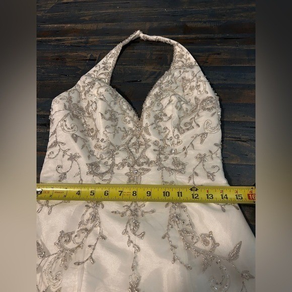 Mori Lee Madeline Gardner Wedding Dress White Embroidered Halter Mermaid Bridal