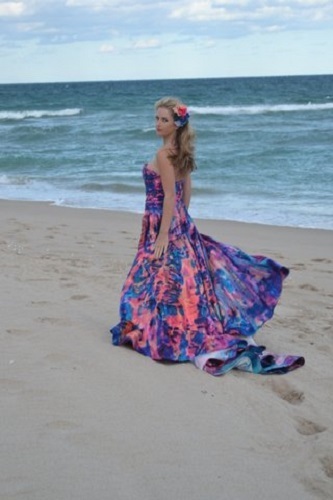 NEW Bohemian Beach Silk Wedding Gown Corset Blue purple pink 6 8 10 white dyed