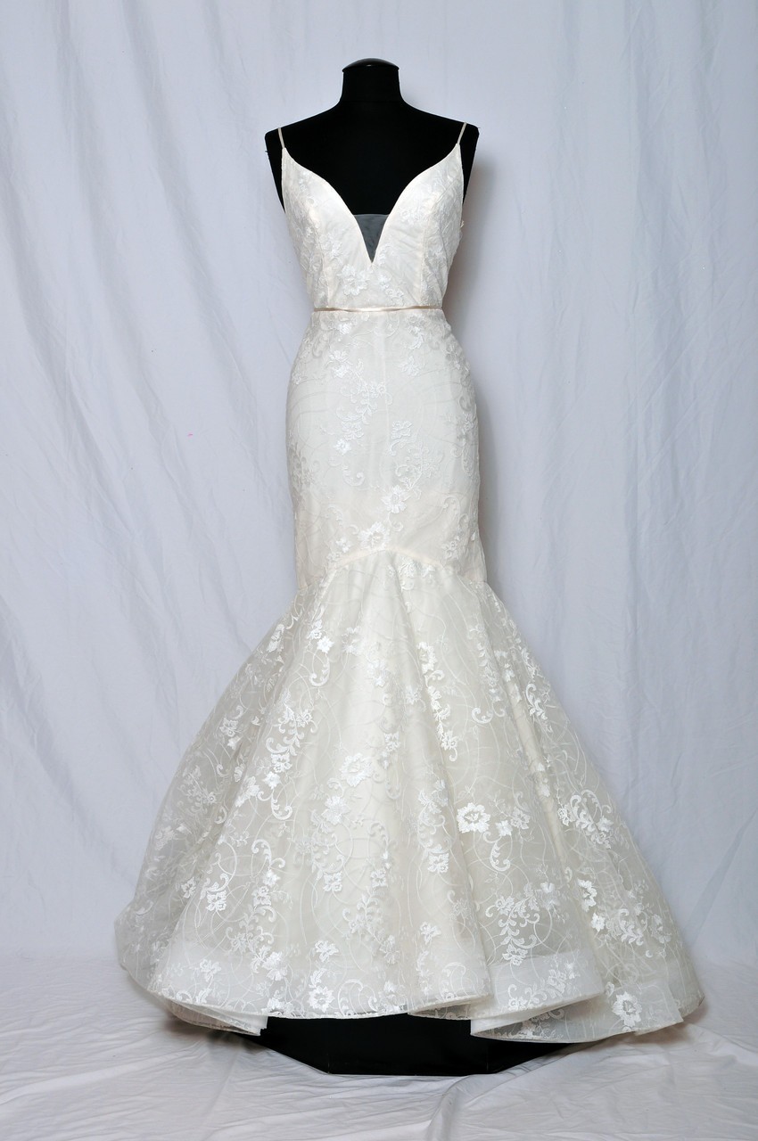 Tara Keely 2751 Ivory Wedding Dress 12 Lace Straps Illusion V Open Back USA