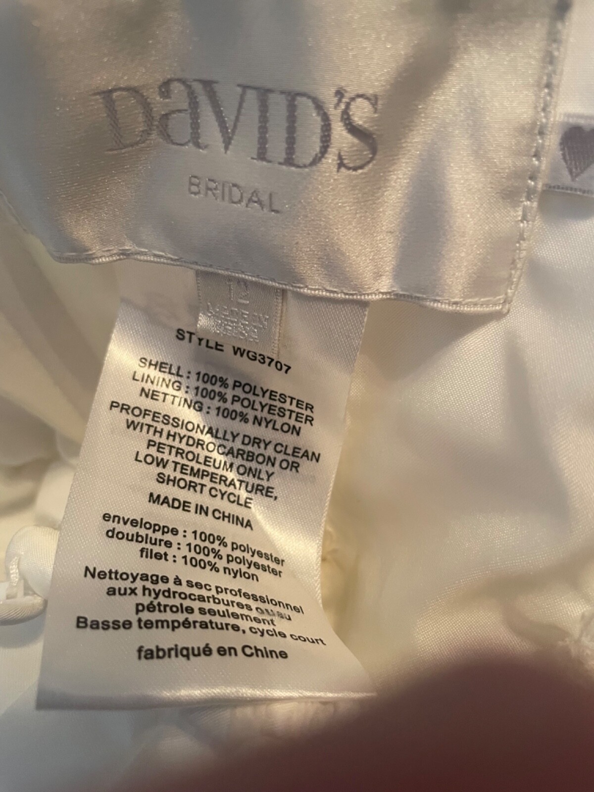 David’s Bridal Sweetheart Style Wedding Dress Size 12