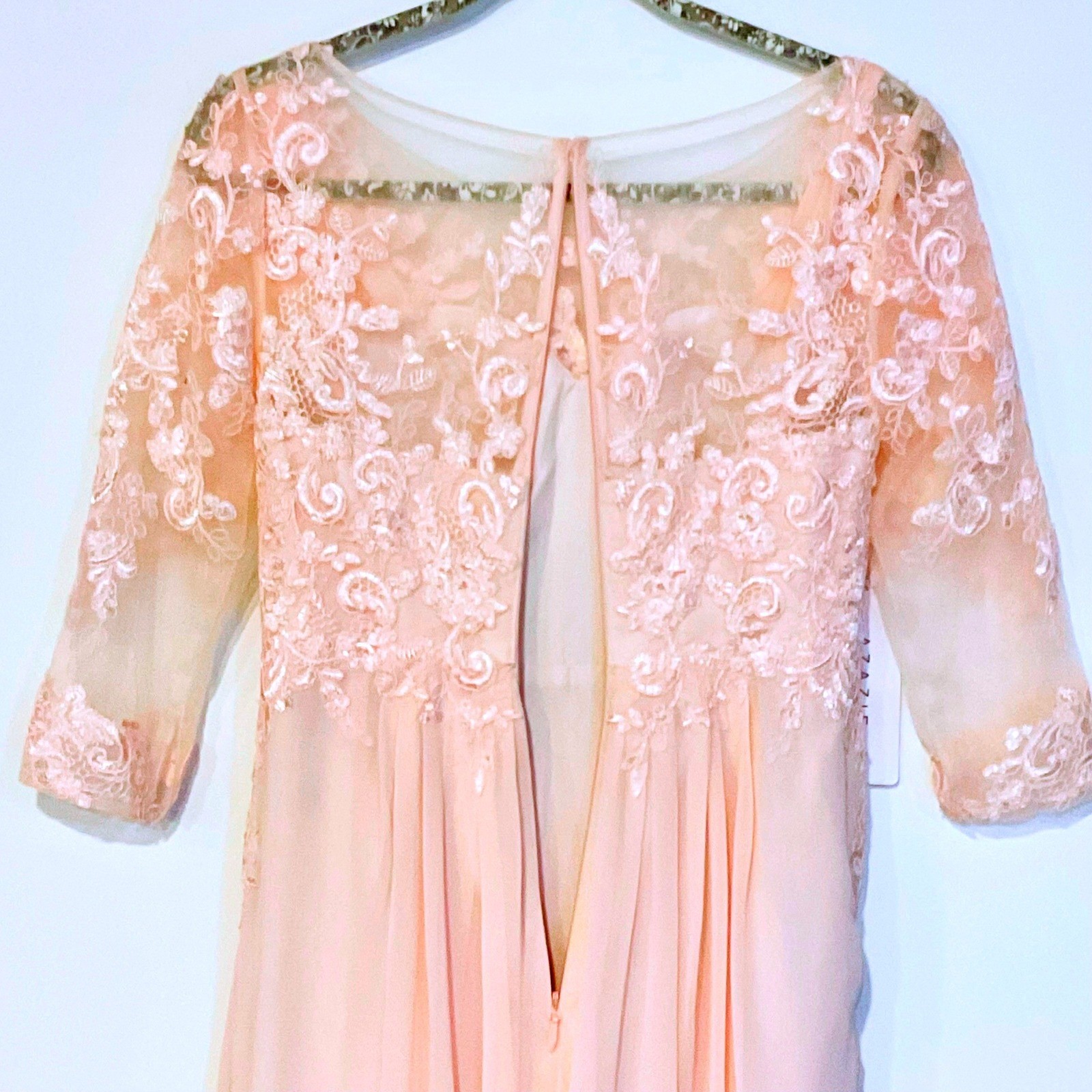Azazie Calanthe Women’s Formal Dress Blushing Pink A-Line Scoop Chiffon Dress 2