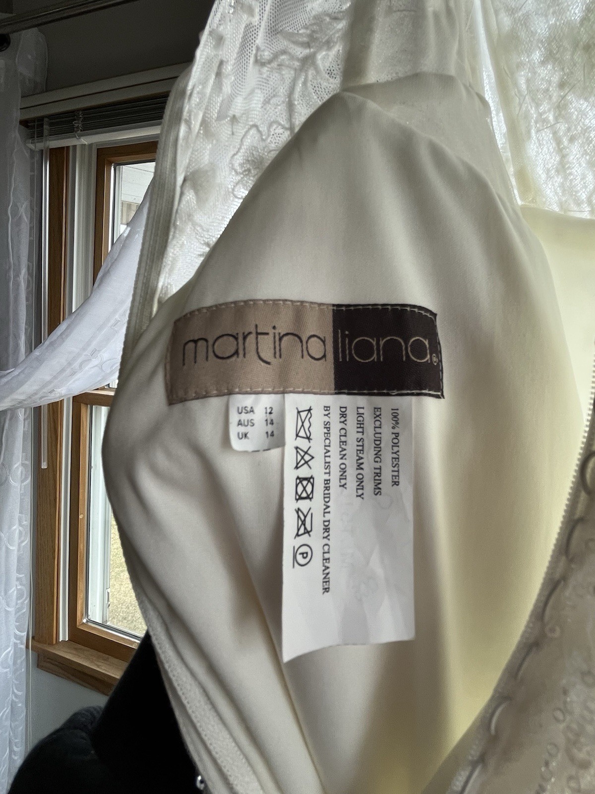 Martina Liana Ivory & Champagne Beaded Lace Wedding Dress Size 12