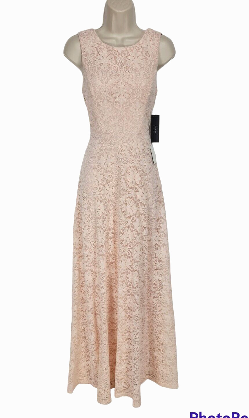 Lulus Luciana Blush Floral Lace Scoop Back Maxi Dress Size Small Sleeveless BP