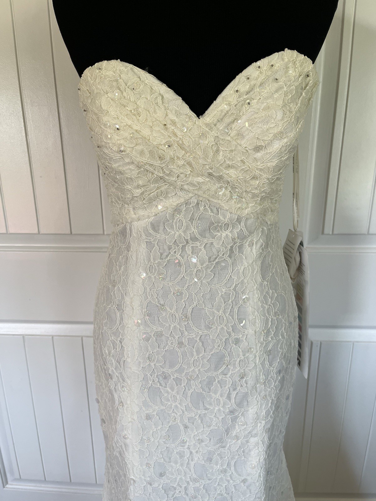 Mori Lee by Madeline Gardner Ivory Lace Strapless Wedding Dress Size 10 NWT