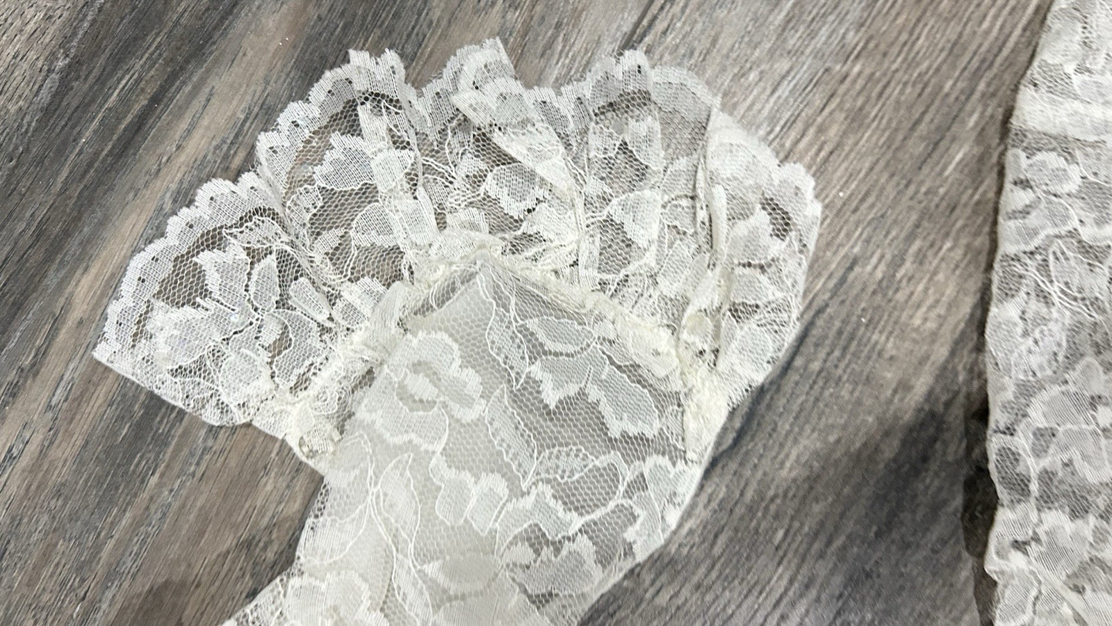 Ivory Lace Long Sleeve High Neck A-Line Wedding Dress with Beading and Ruffles
