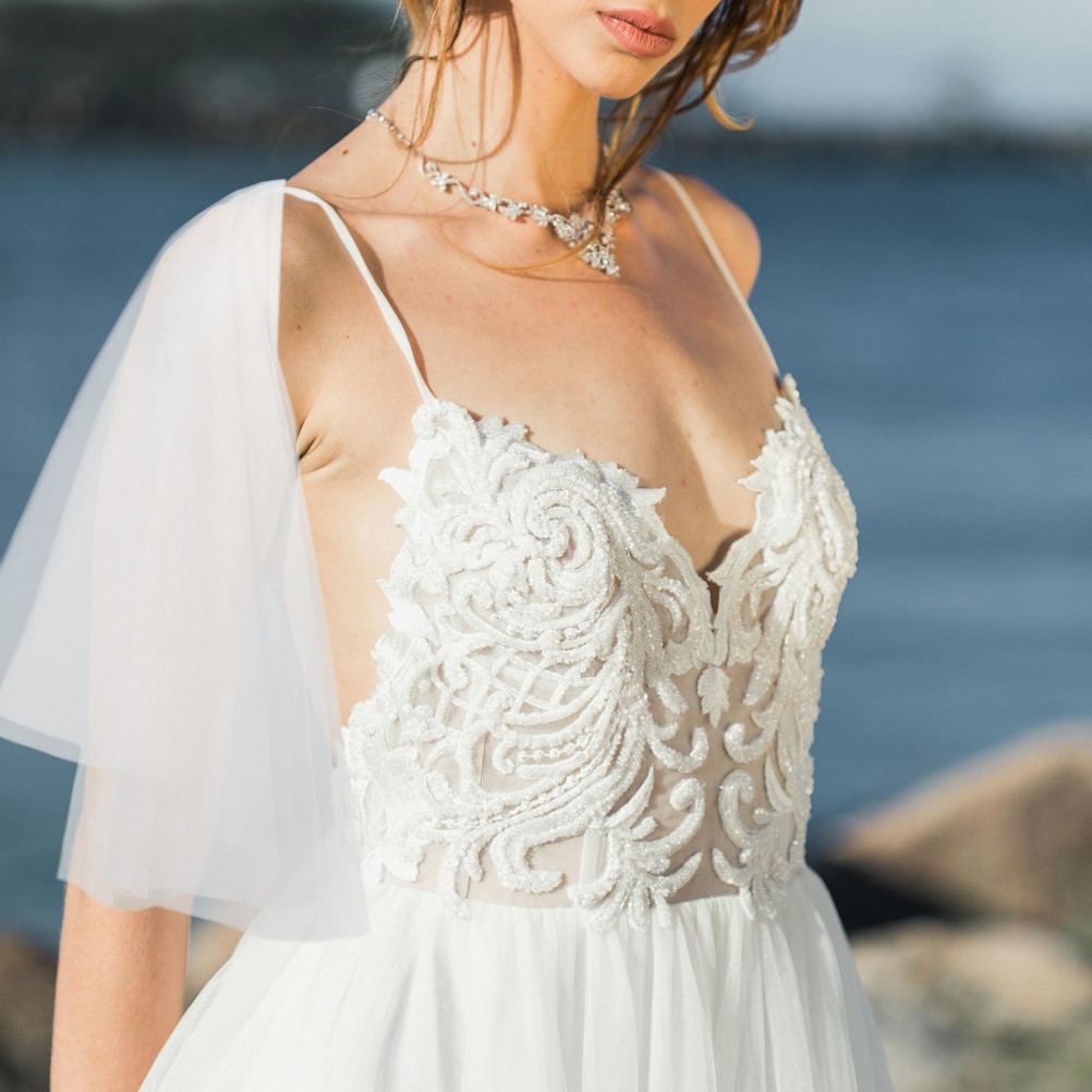 2Pcs Reusable Wedding Dress Tulle Sleeves White Sleeves Elegant Dress Accessory