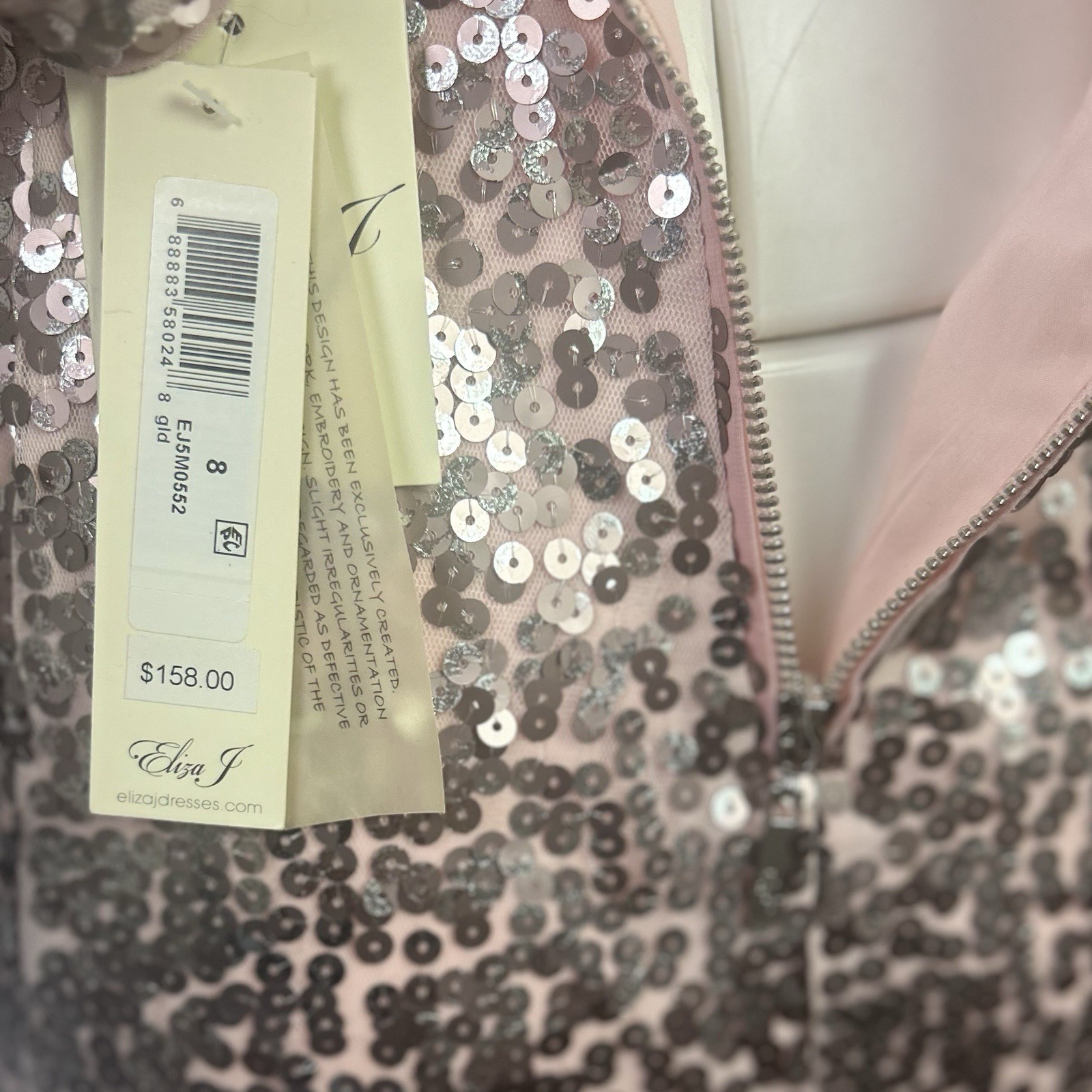 Eliza J Dress Pink Sequine Cocktail V-Neck 3/4 Sleeve Sparkly Birthday Mini 8