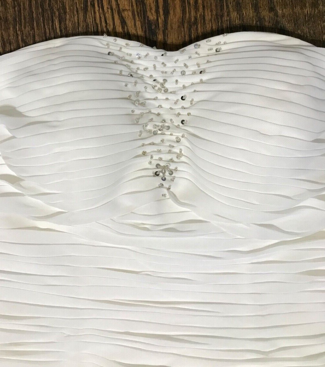NWT LanTing Ivory Strapless Beach Ruched Chiffon Wedding Dress With Shawl / Wrap