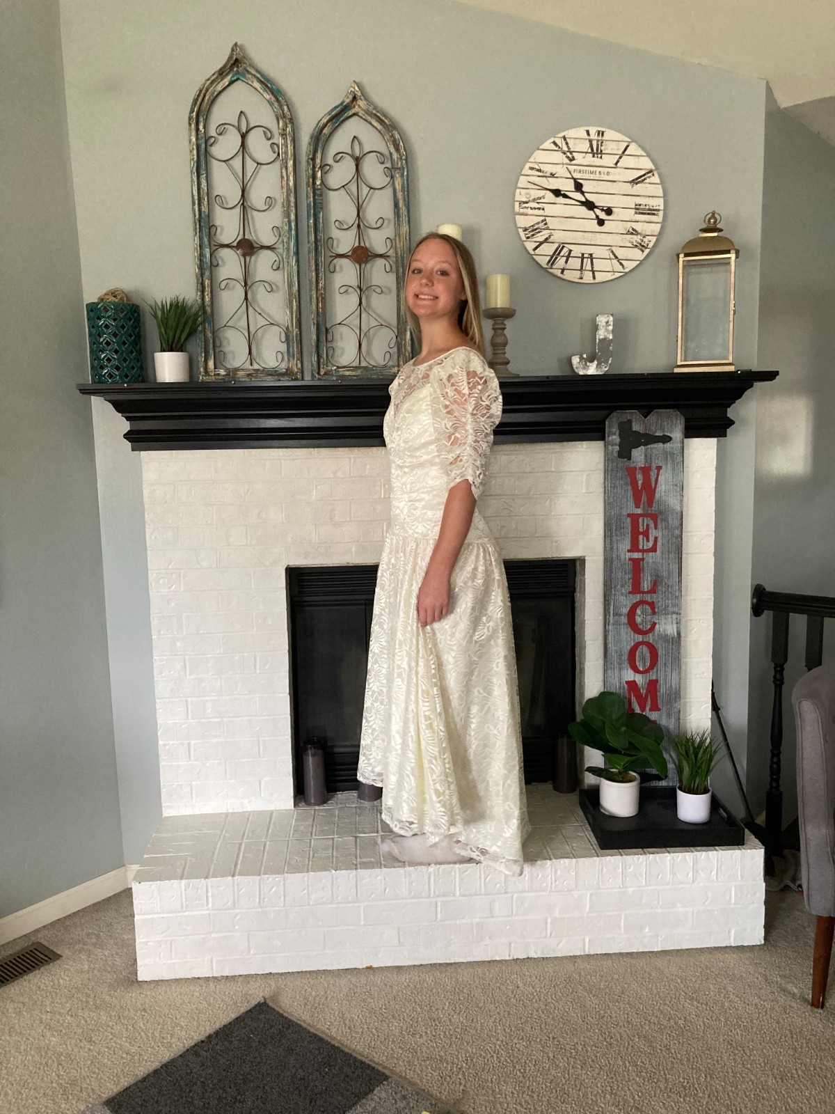 Taffeta & Lace Wedding Dress, Size 7/8 – AE dcq