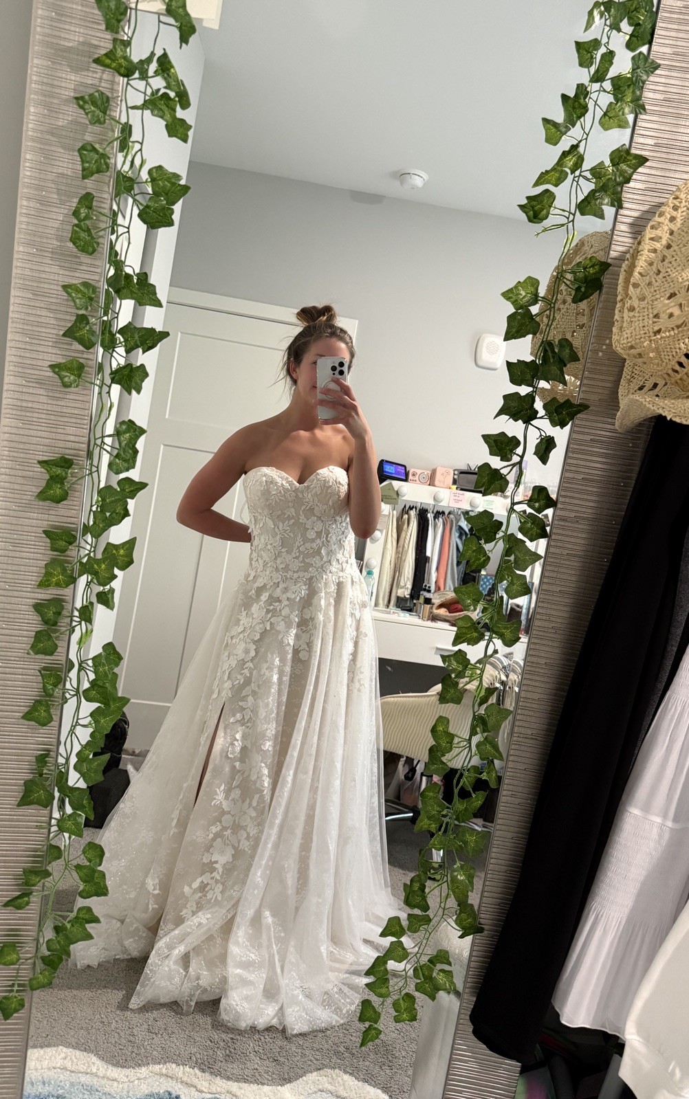 Casablanca Bridal Wedding Dress 2455 Mae Strapless Ivory Lace Sheer Train NWT