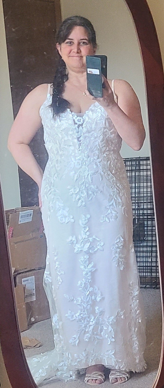 Elegant Lace IVORY Sheath Wedding Gown 14P