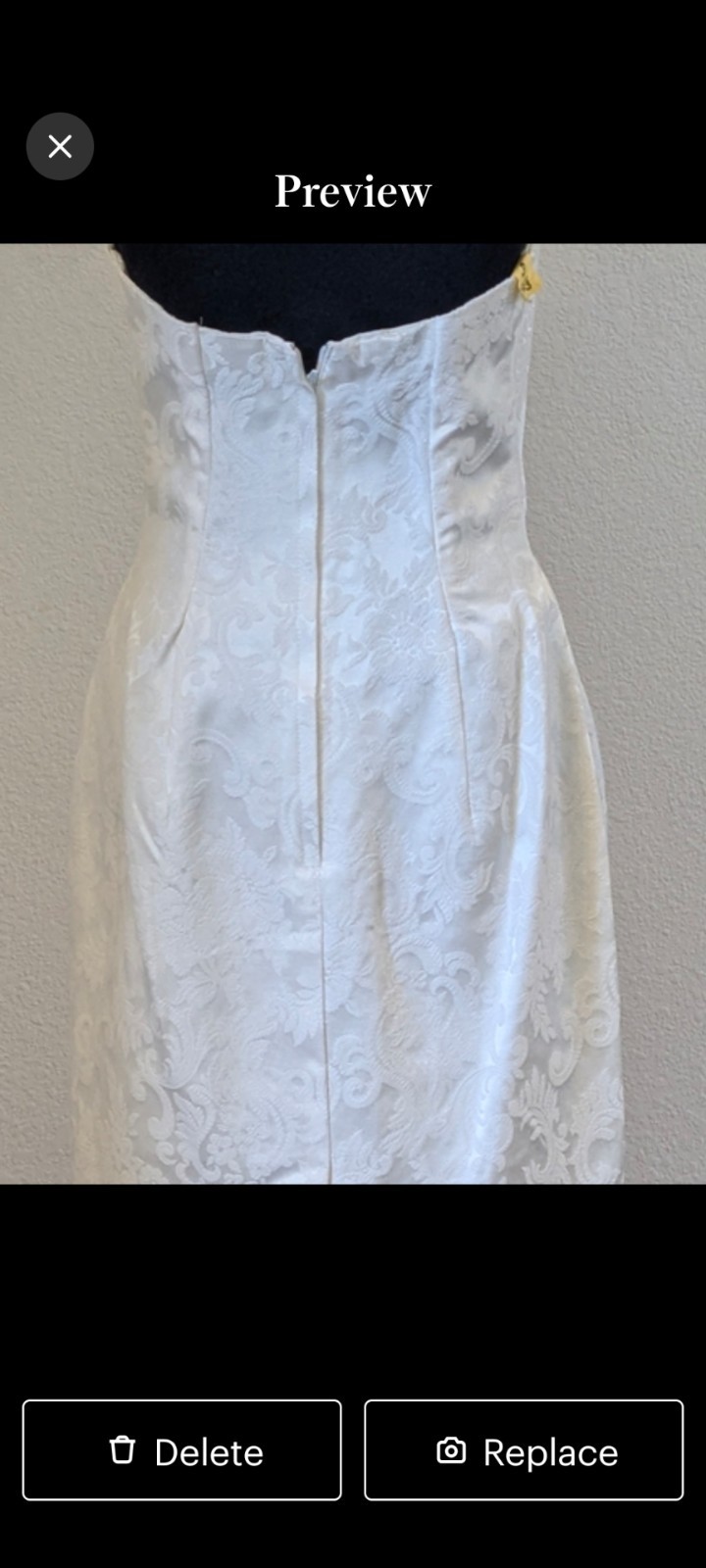Vintage Bridal Jacquard Satin Strapless Wedding Dress + Bolero Jacket Reception