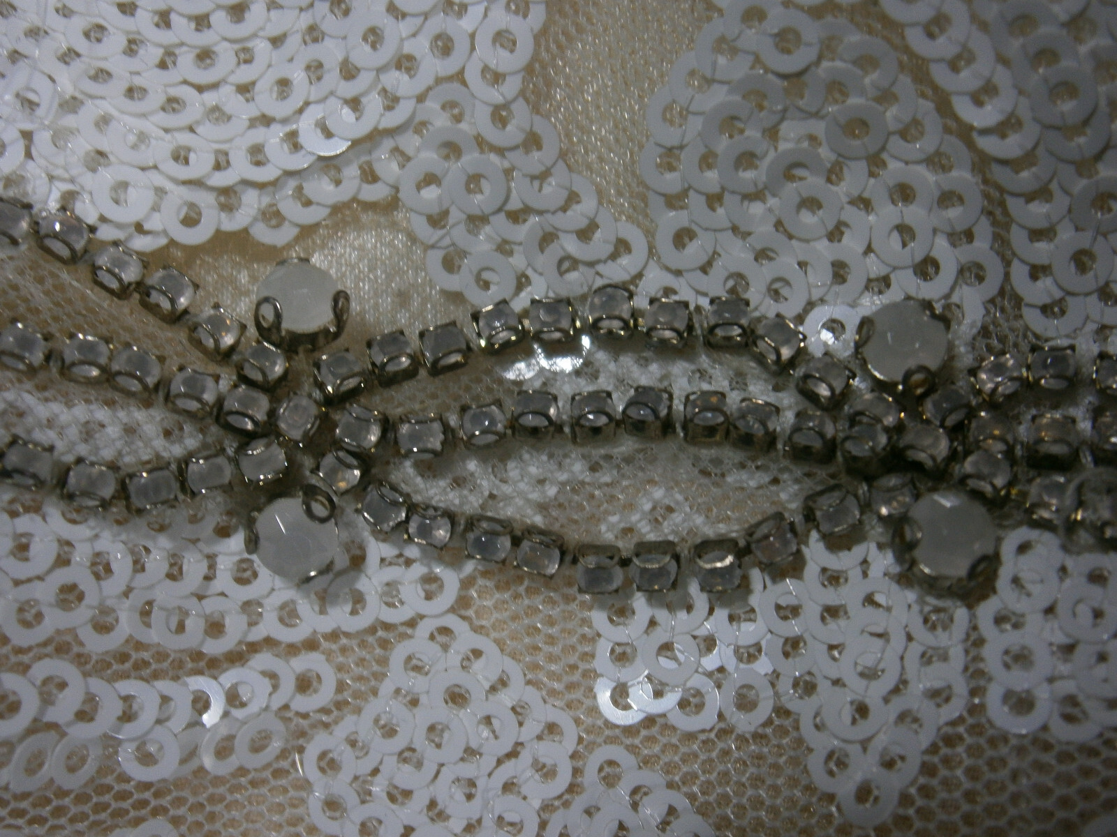 Ashley & Justin 10604 Wedding Dress 10 White & Nude Illusion Sequins Mermaid