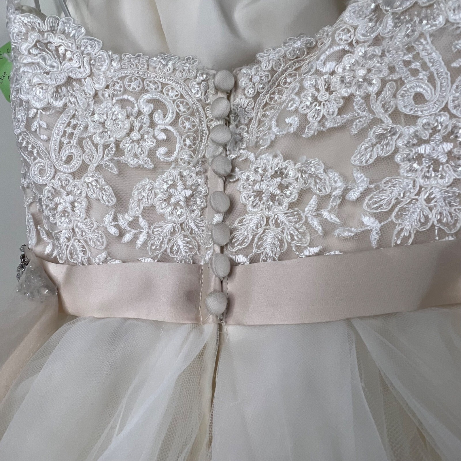 Morilee Madeline Gardner Beaded Strapless Lace Ruffled Wedding Ballgown US 10