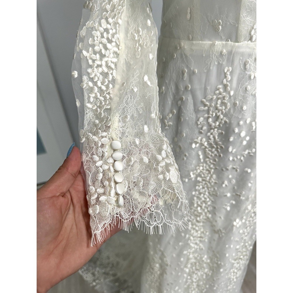 Unbranded Lace Wedding Dress Women 4-6 Ivory Excellent Long Sleeve Train Gown