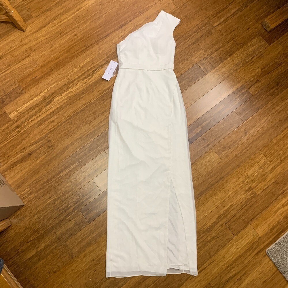 Azazie Oaklee Wedding Dress Womens WD0 White One Shoulder Sleeveless Gown NWT