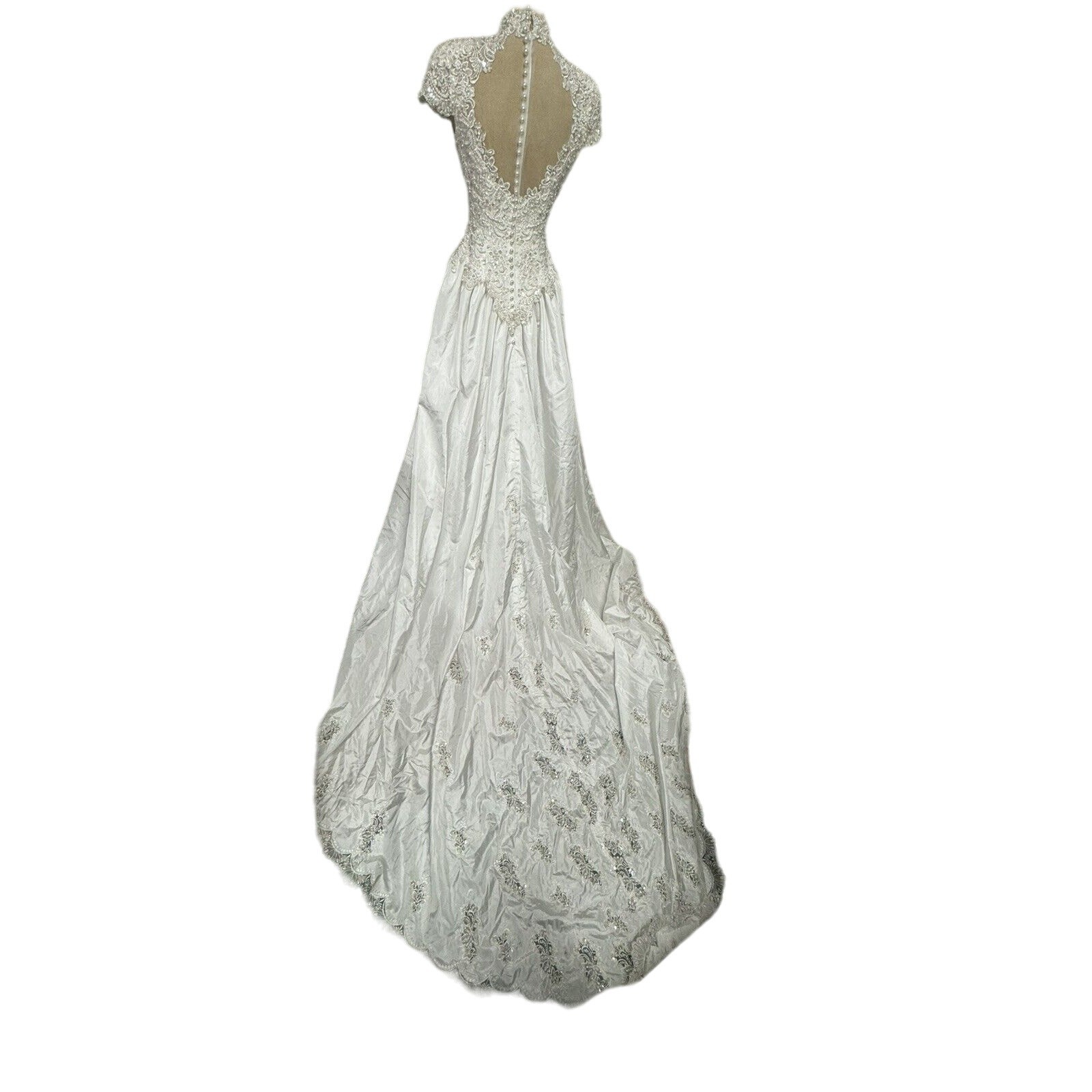 STUNNING BEADED Venus Maxam Wedding Dress S Long Train PLZ READ,Beautiful