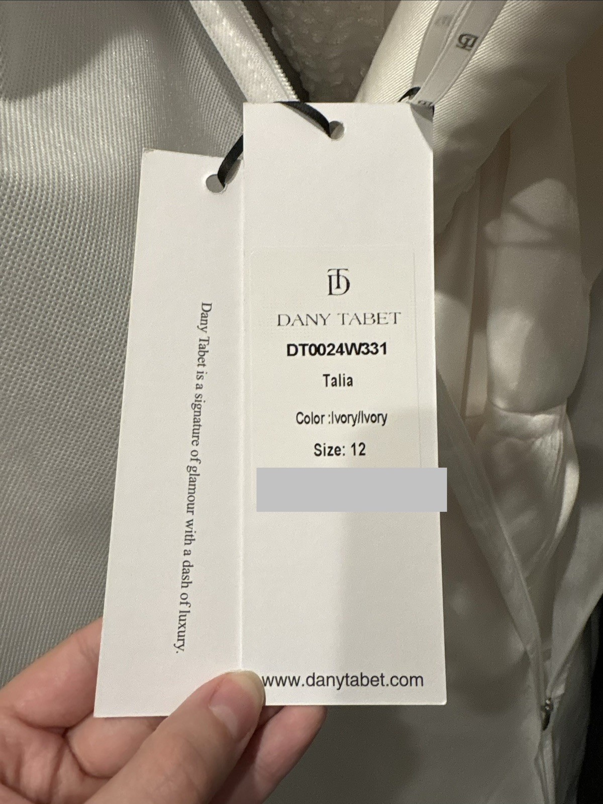Dany Tabet Talia Ivory Mermaid Satin Wedding Dress Square Neck Size 12