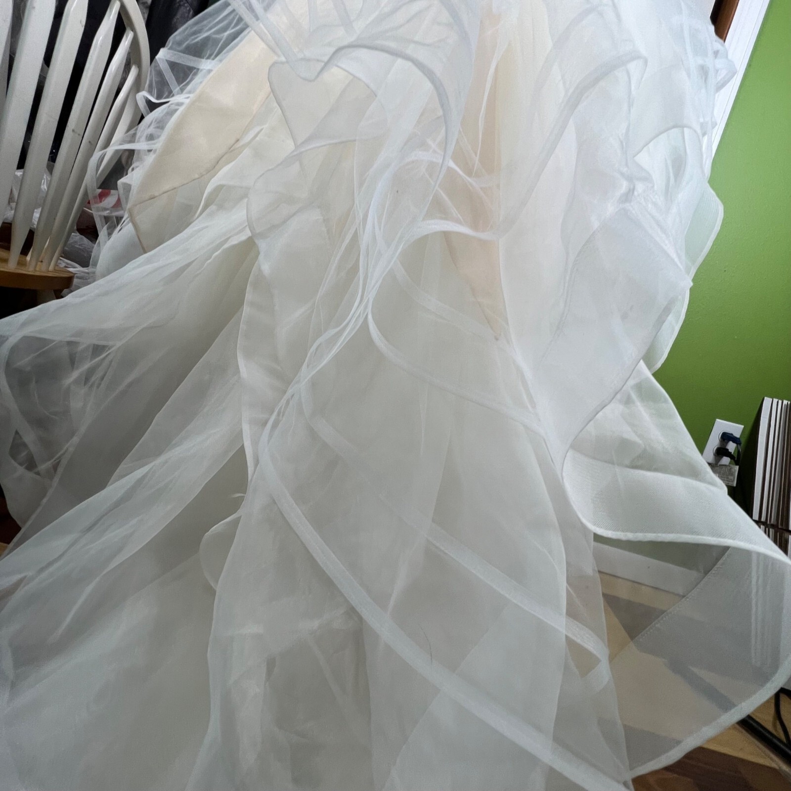 Morilee Madeline Gardner Beaded Strapless Lace Ruffled Wedding Ballgown US 10