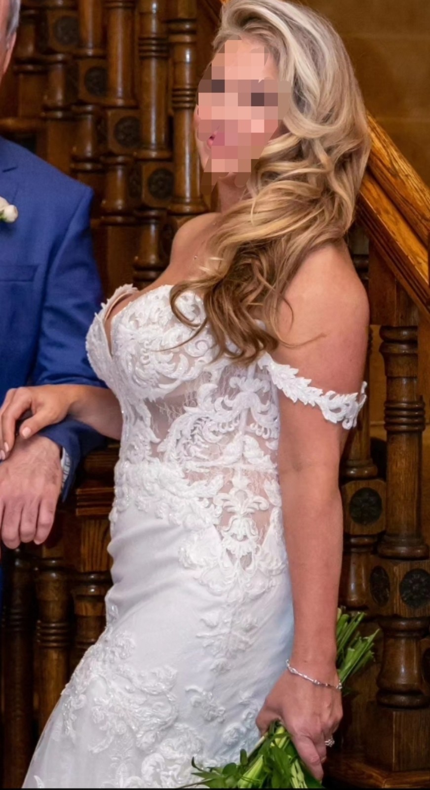Martina Liana Bridal Dress Size Altered to 10 Bust 36D Ivory Lace
