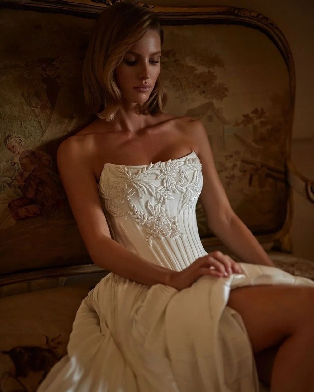A-Line Wedding Dresses Scoop Neck Pleats Brides Dresses Bridals Gowns Customized
