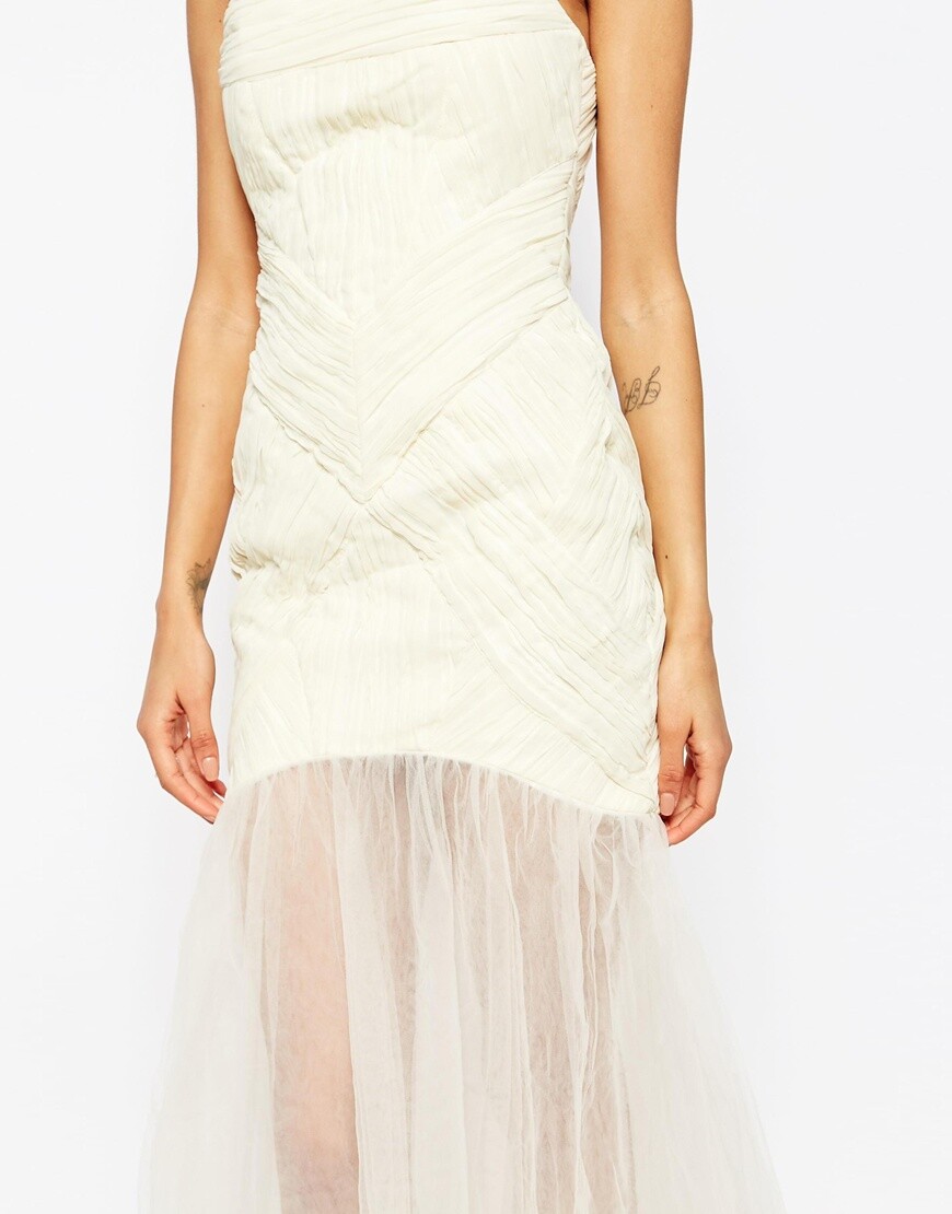 NEW Jarlo Felicity Ivory Ruched Tulle Dress 8P Petite Wedding Strapless white