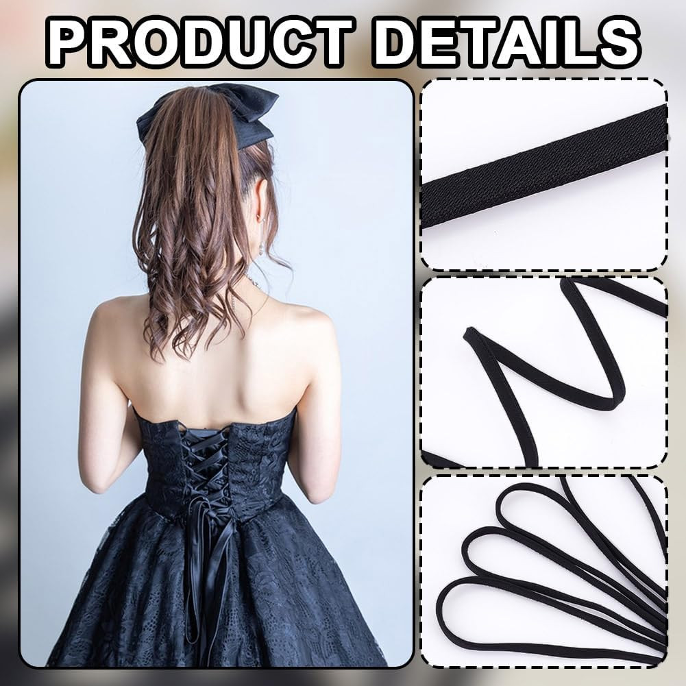 78.74 Inches Women’S Tie Back for Wedding Bridal Gown, Black Lace up Ribbon for