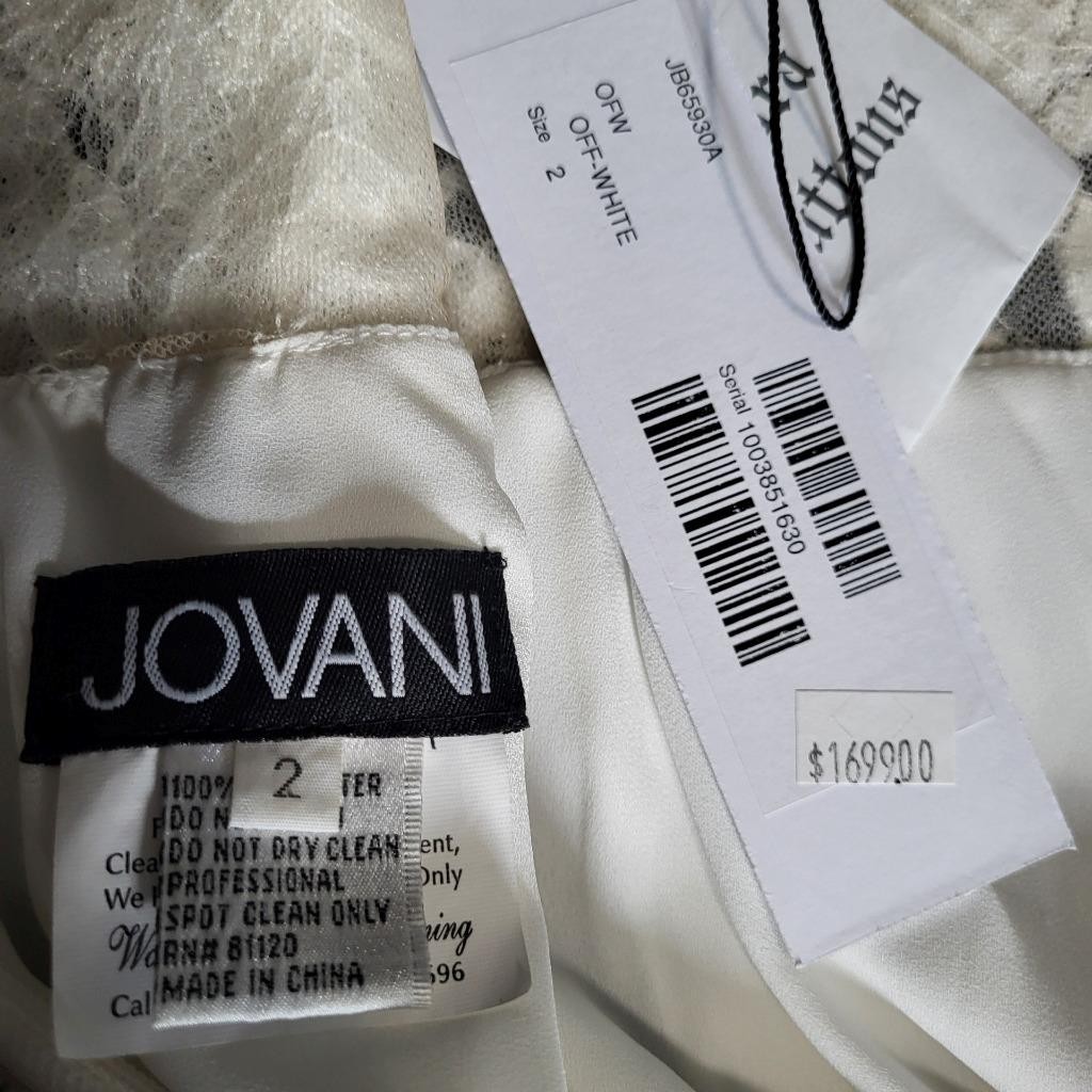 NWT~$1699~JOVANI~2/4~IVORY EMBELLISHED LACE FIT & FLARE WEDDING DRESS GOWN