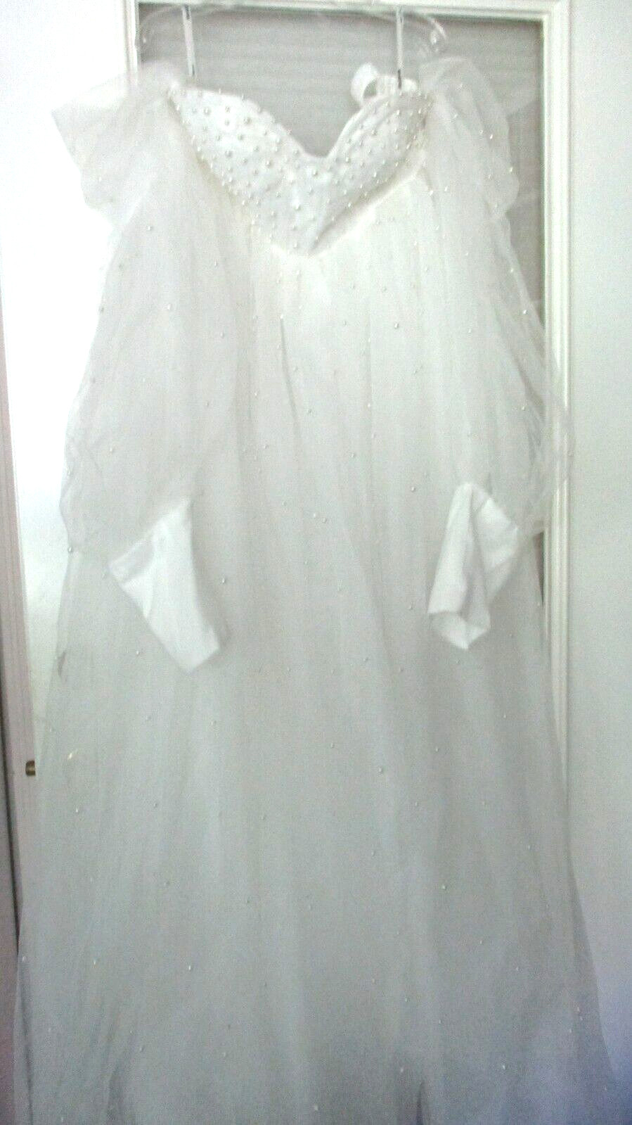 White PEARL TULLE MATERNITY OFF SHOULDER WEDDING DRESS ~ Womens 27~NWOT (tk)