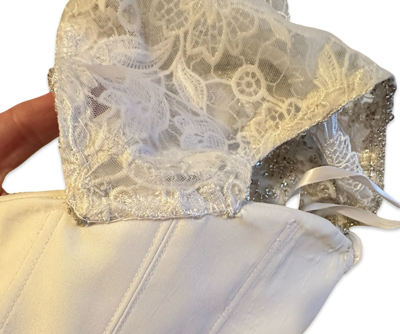 Allure Bridals 8618 Wedding Dress Size 16 Altered to 12 Lace Beaded Bodice Ivory