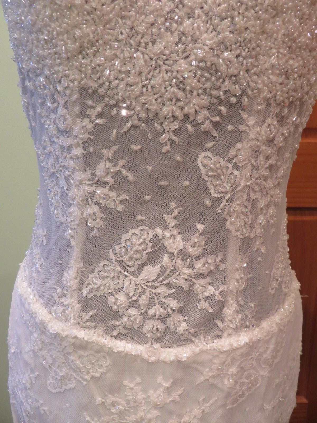 NEW Bridal Vintage Wedding Dress LACE Gown Train BEACH SPARKLE ROMANTIC FREE SHI